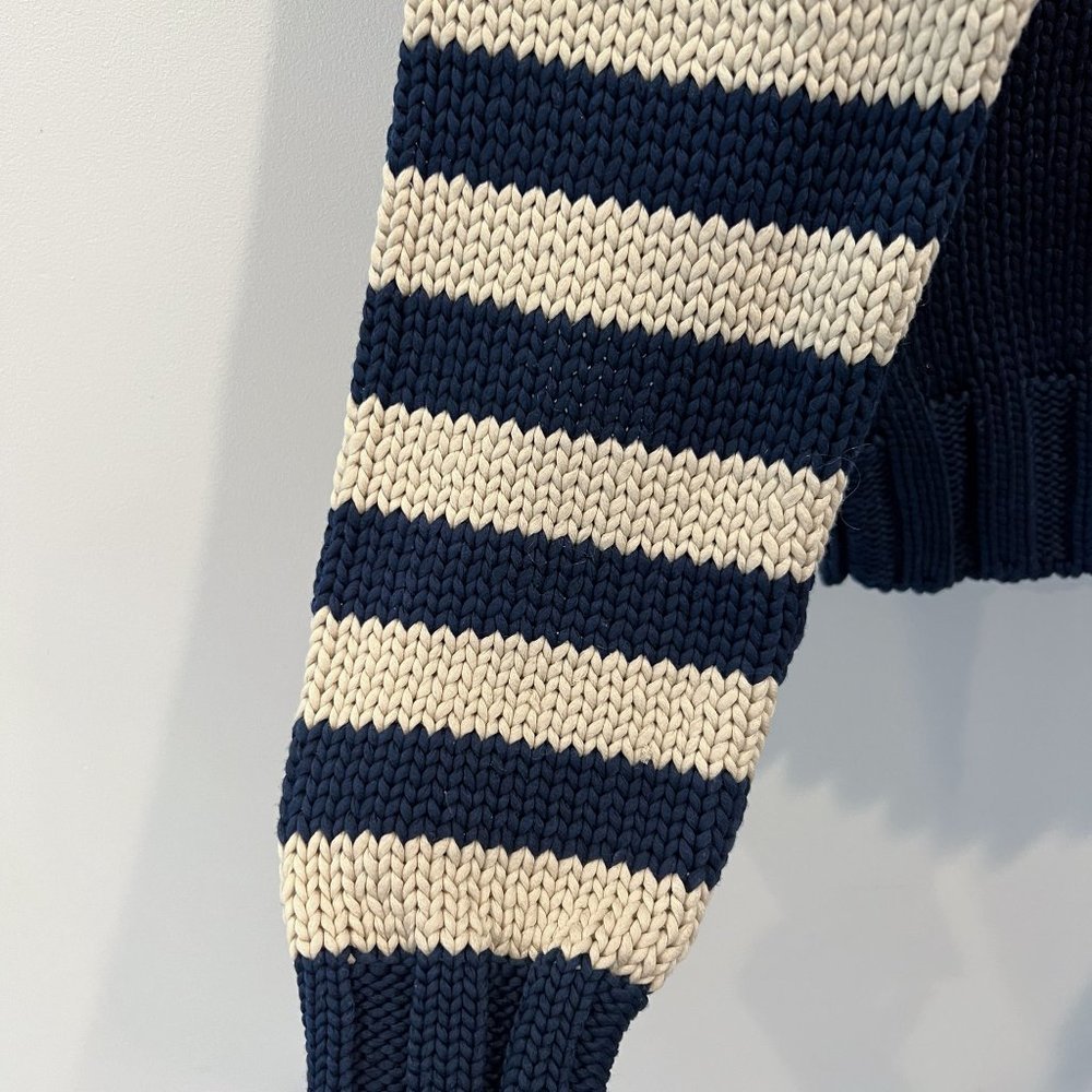 NWT ROSIE ASSOULIN Dickie Collared Knit Sweater Navy Blue S - Picture 5 of 7